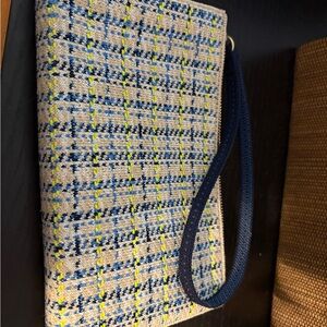 Rothy's Blue and Yellow Tweed Wristlet